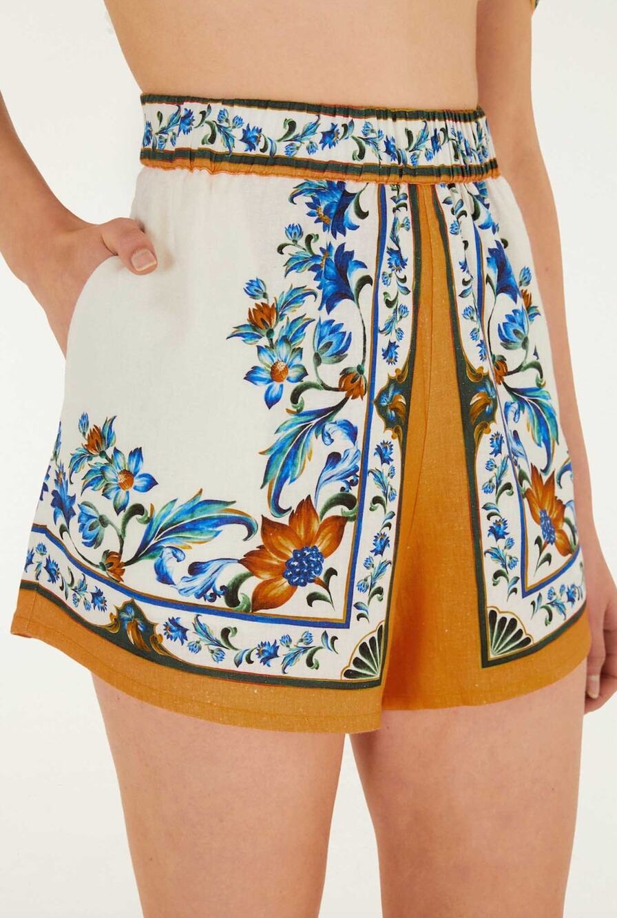 FARM RIO Off White Flora Tile Shorts Size XS